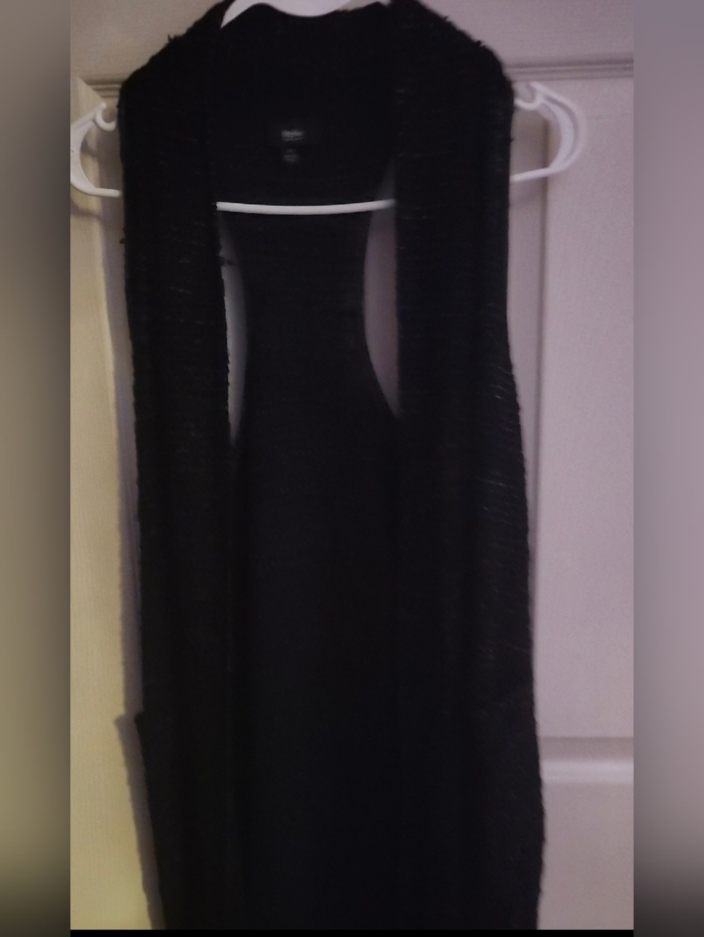 Black Sleeveless Long Knit Cardigan Duster